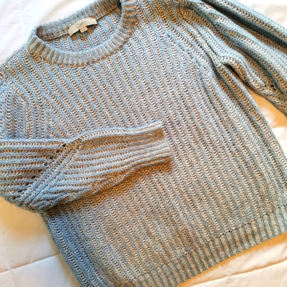 Light Blue & Cream Striped Sweater